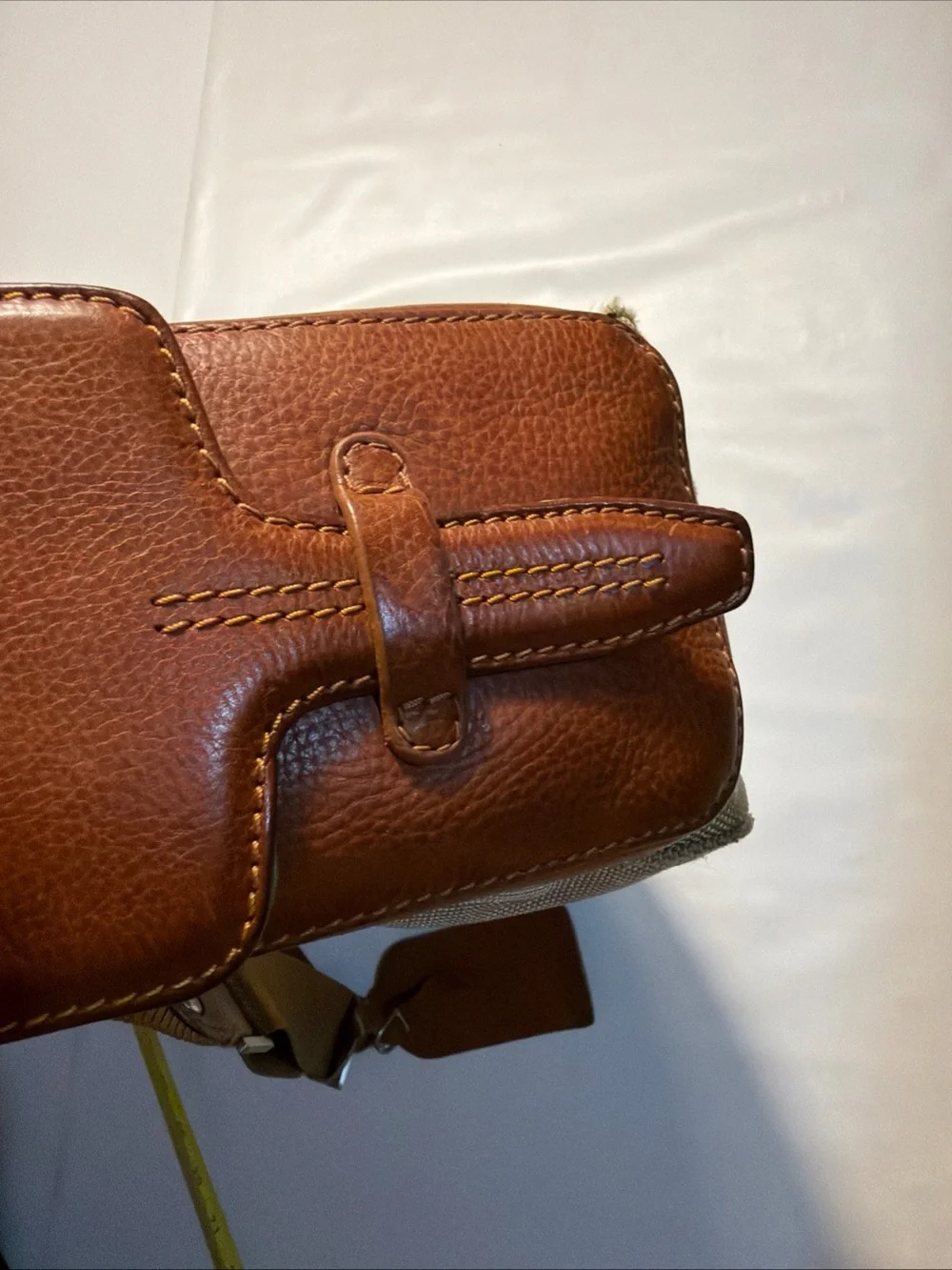 Bosca Leather & Nylon Messenger Bag Briefcase Tan & Brown Attache Laptop Work